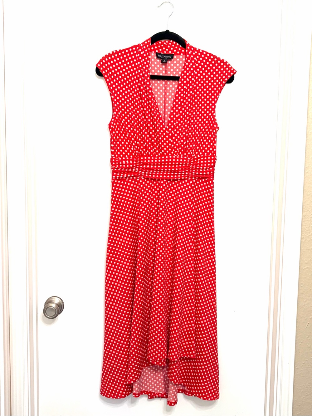 Perceptions New York red and white polka dot dress, size-small